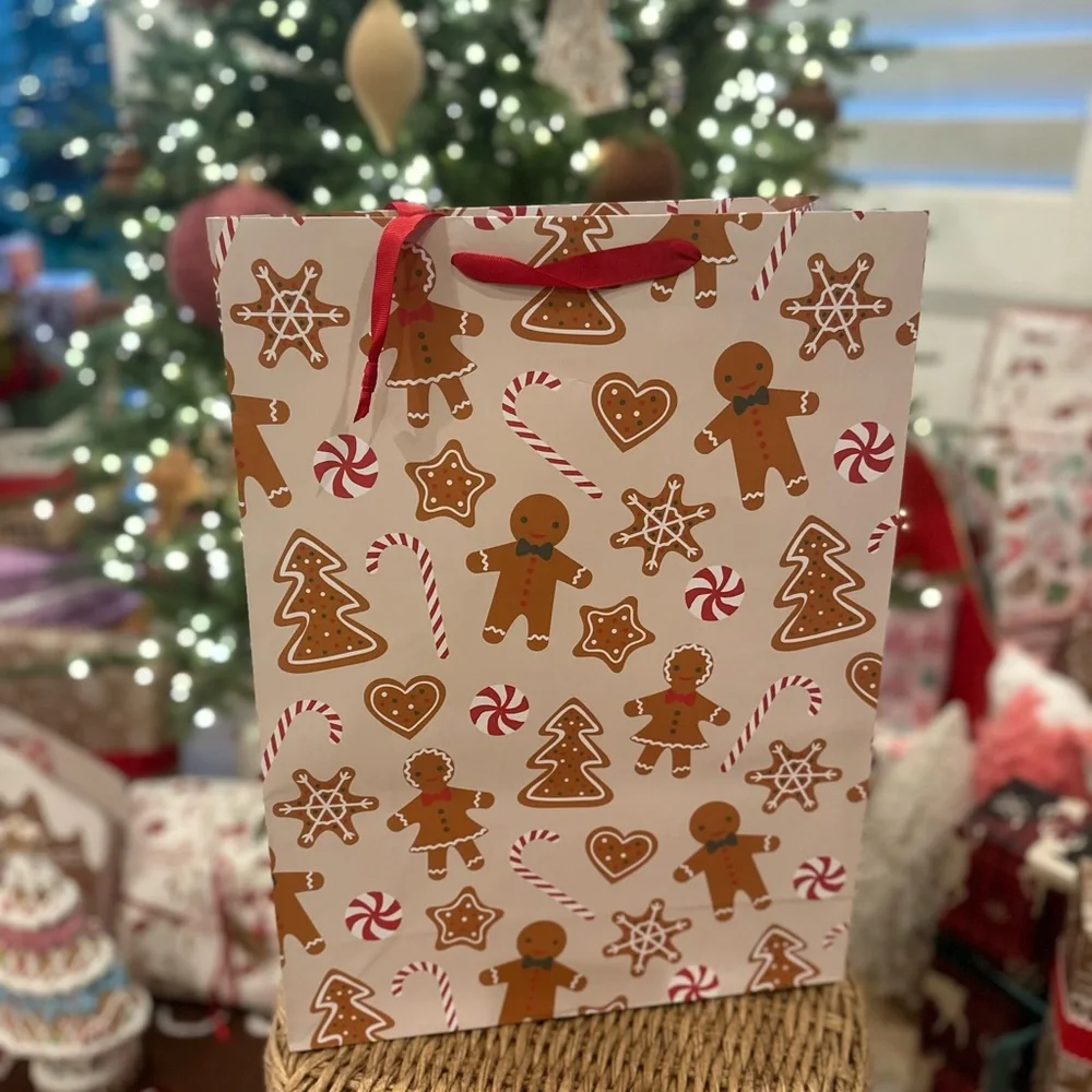 5 X Target dollar spot bullseye wondershop gingerbread man girl gift bag